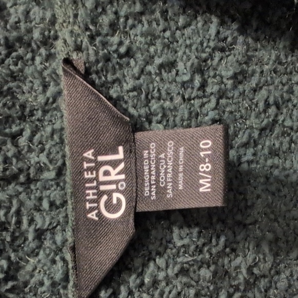 Athleta Girl Plush Knit Dark Green Fuzzy Sweater - Girl Size 8-10 -NWT - Picture 2 of 9